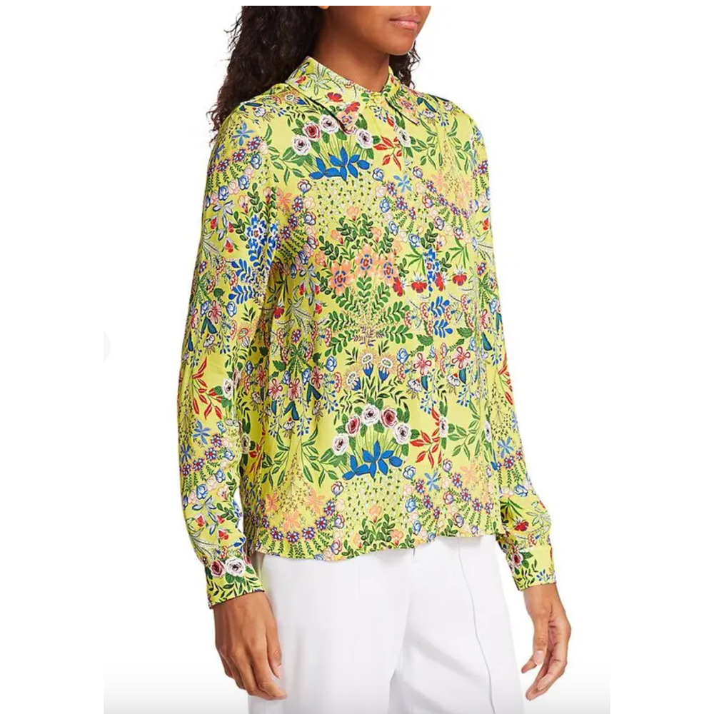 Alice + Olivia Yellow Floral Button-Down Shirt - Picture 2 of 9